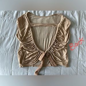 Lulus low back tan beige linen top XS